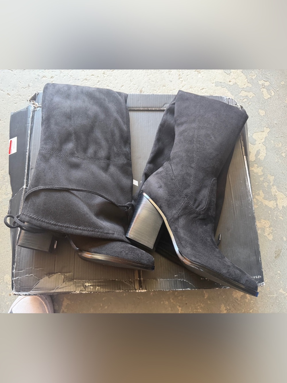 “New” Marc Fisher MLOKUN Black Suede Block Heel Boots size5,6